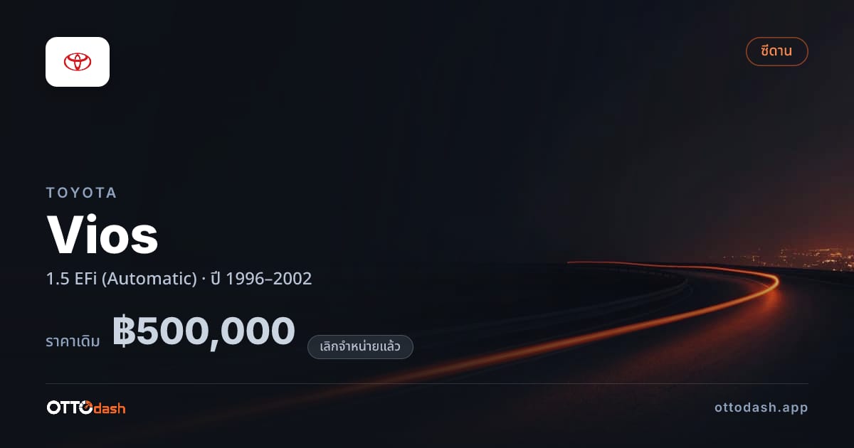 ราคา โตโยต้า วีออส 1.5 EFi (Automatic) ปี 1996–2002 (ยกเลิกแล้ว) สเปค ไทย