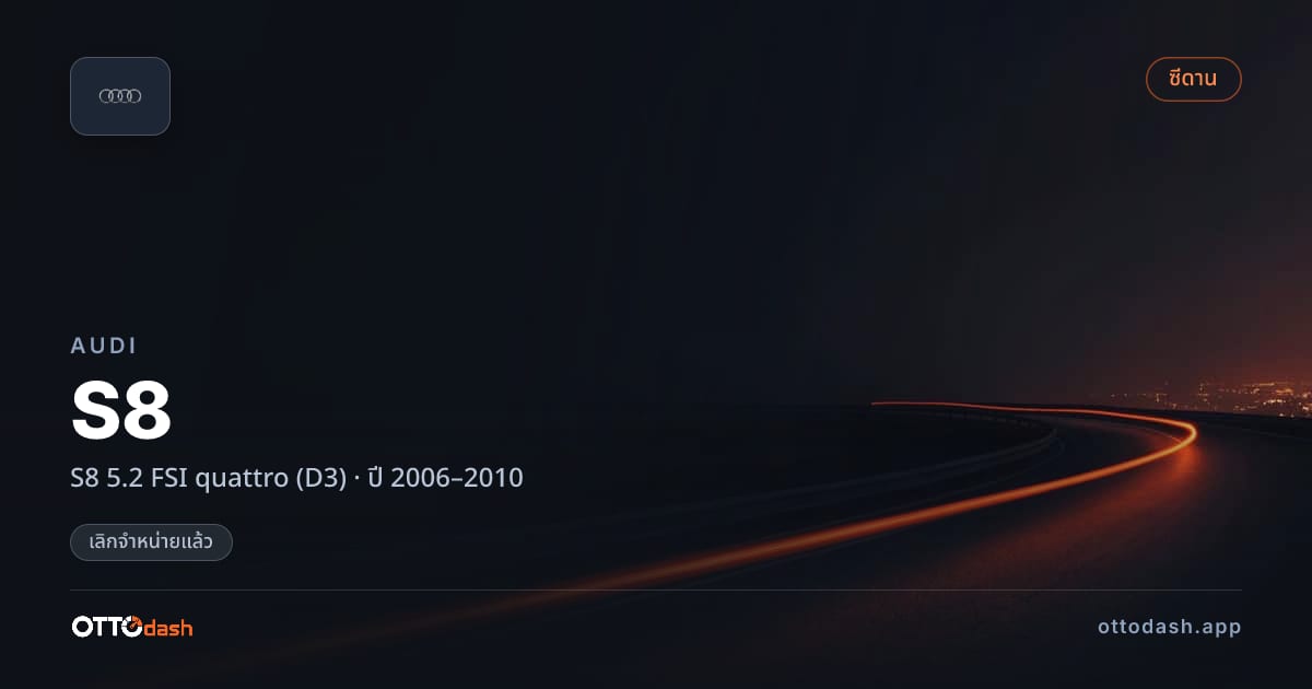 ราคา ออดี้ S8 5.2 FSI quattro (D3) ปี 2006–2010 (ยกเลิกแล้ว) สเปค ไทย