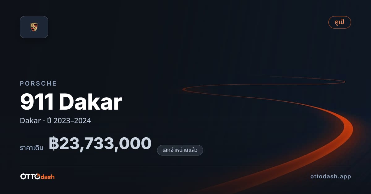 ราคา พอร์ช 911 Dakar ปี 2023–2024 (ยกเลิกแล้ว) สเปค ไทย