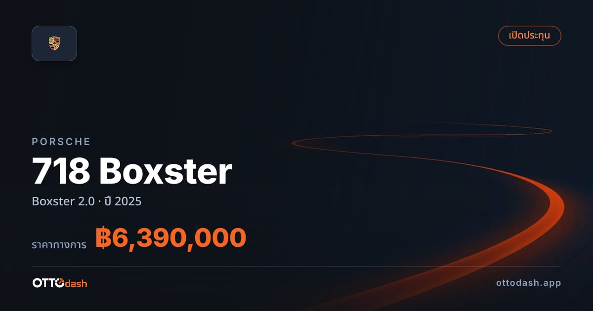 ราคา พอร์ช 718 Boxster 2.0 ปี 2025–ปัจจุบัน สเปค ไทย