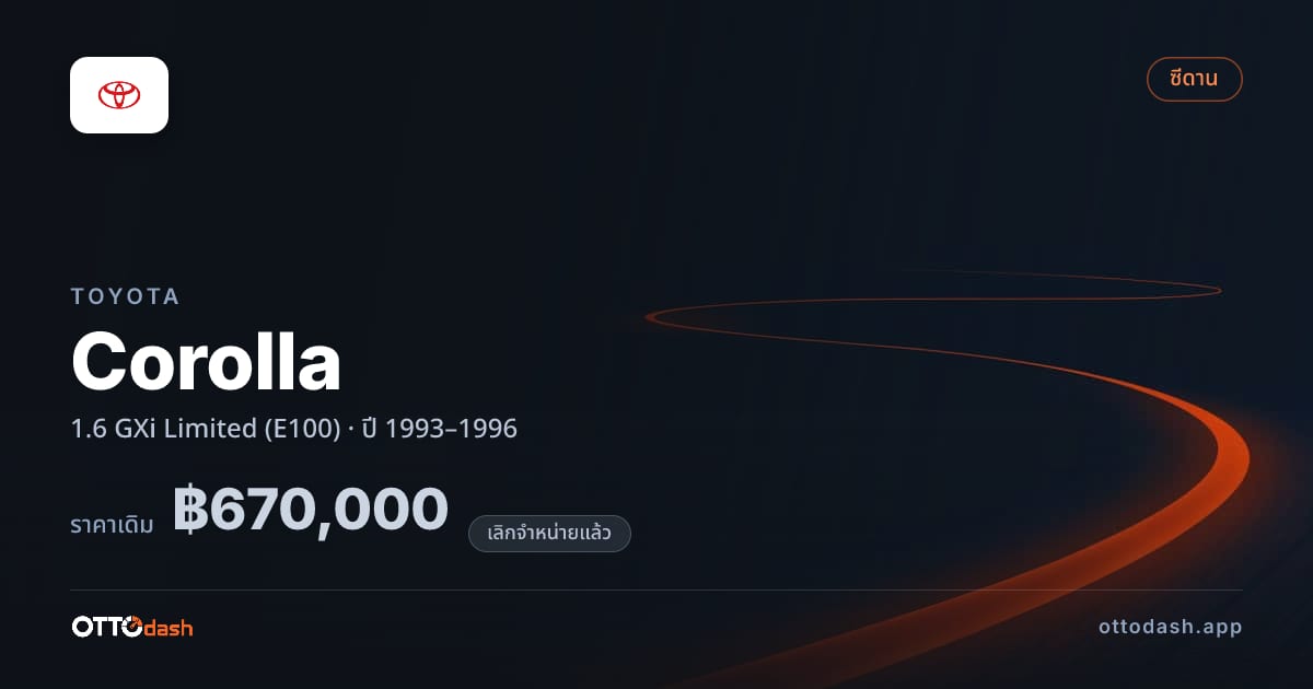 ราคา โตโยต้า โคโรลล่า 1.6 GXi ลิมิเตด (E100) ปี 1993–1996 (ยกเลิกแล้ว) สเปค ไทย