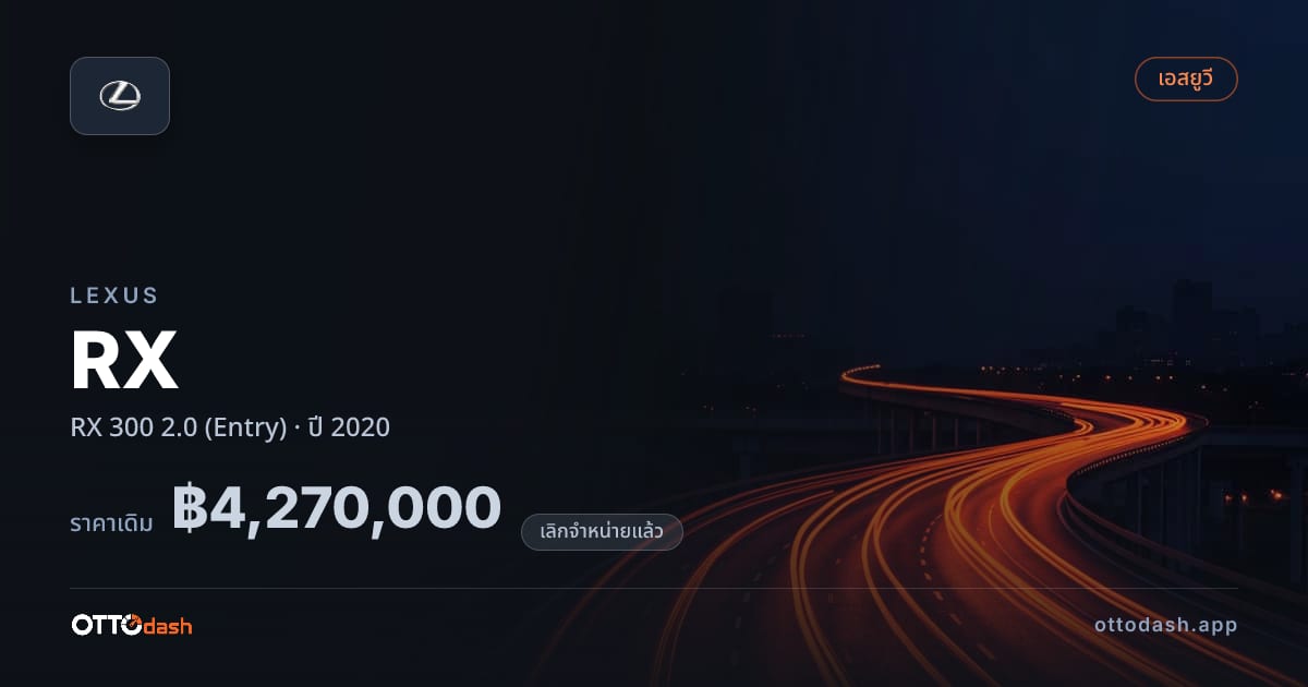 ราคา เล็กซัส อาร์เอ็กซ์ 300 2.0 (Entry) ปี 2020 (ยกเลิกแล้ว) สเปค ไทย