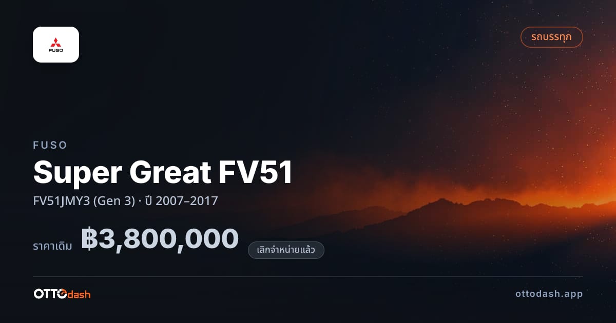 ราคา ฟูโซ Super Great FV51 FV51JMY3 (Gen 3) ปี 2007–2017 (ยกเลิกแล้ว) สเปค ไทย