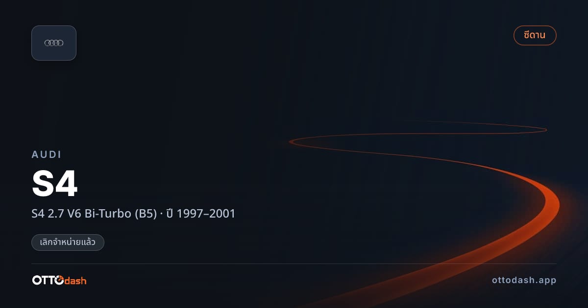 ราคา ออดี้ S4 2.7 V6 ไบเทอร์โบ (B5) ปี 1997–2001 (ยกเลิกแล้ว) สเปค ไทย