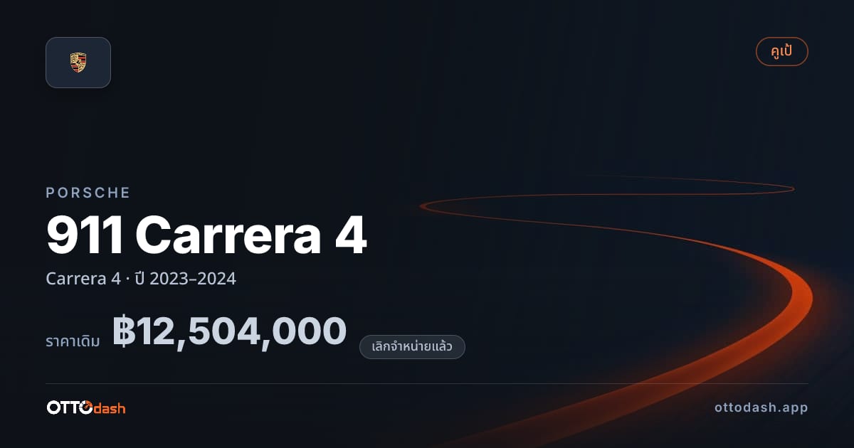 ราคา พอร์ช 911 Carrera 4 Carrera 4 ปี 2023–2024 (ยกเลิกแล้ว) สเปค ไทย