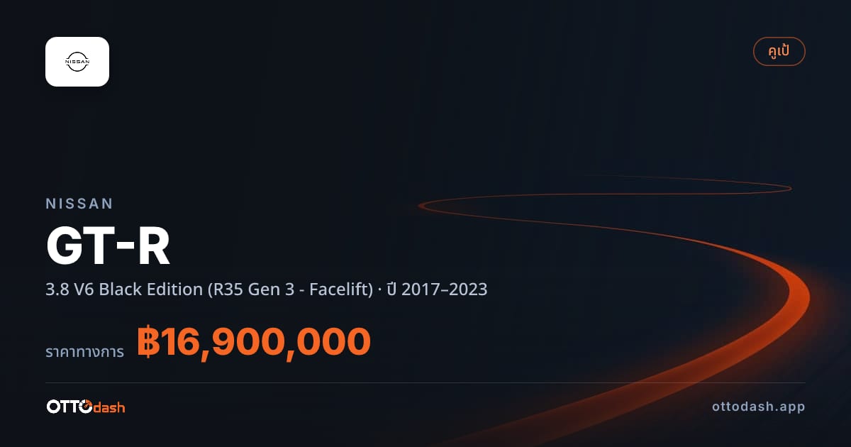 ราคา นิสสัน จีทีอาร์ 3.8 V6 Black Edition (R35 Gen 3 - Facelift) ปี 2017–2023 สเปค ไทย