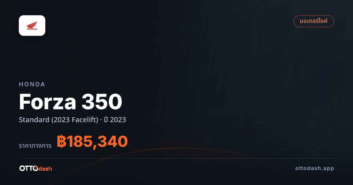 ราคา ฮอนด้า Forza 350 มาตรฐาน (2023 Facelift) ปี 2023–ปัจจุบัน สเปค ไทย