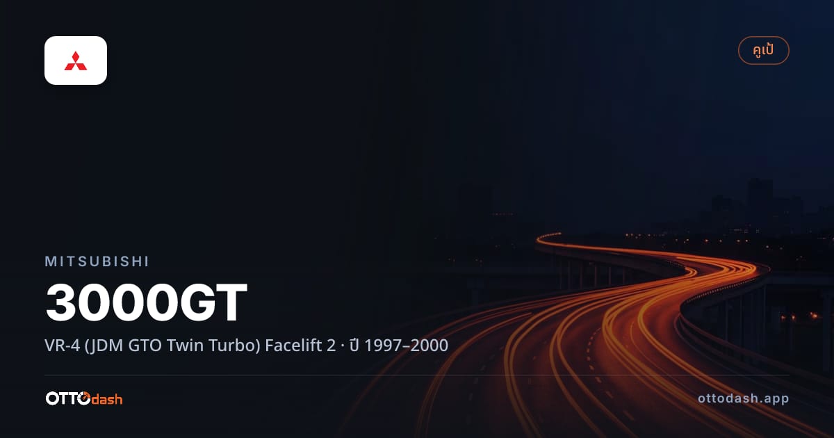 ราคา มิตซูบิชิ 3000จีที VR-4 (JDM GTO Twin Turbo) Facelift 2 ปี 1997–2000 สเปค ไทย
