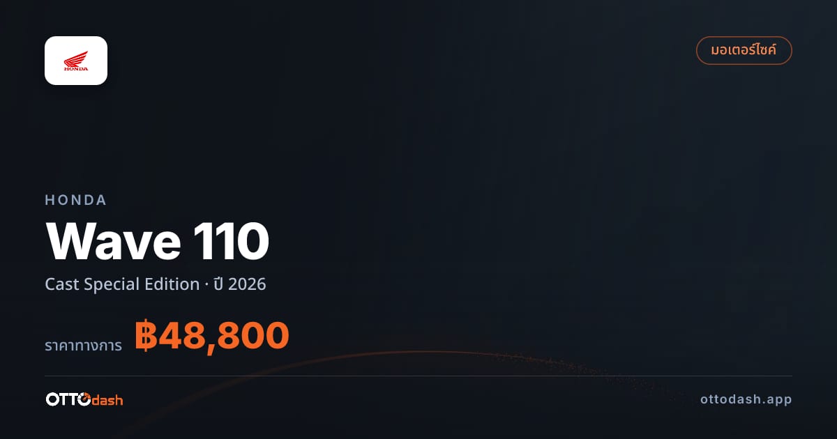 ราคา ฮอนด้า เวฟ 110 Cast Special Edition ปี 2026–ปัจจุบัน สเปค ไทย