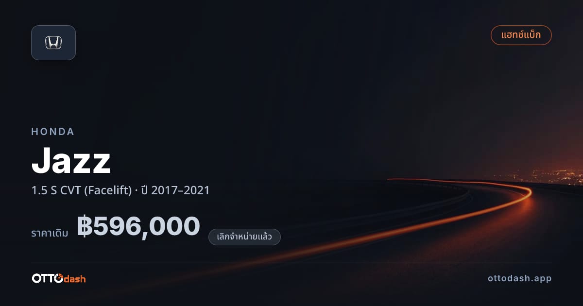 ราคา ฮอนด้า แจ้ส 1.5 S ซีวีที (Facelift) ปี 2017–2021 (ยกเลิกแล้ว) สเปค ไทย