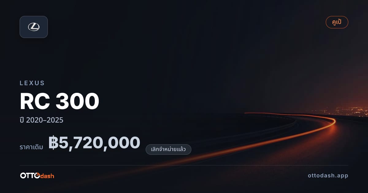 ราคา เล็กซัส RC 300 ปี 2020–2025 (ยกเลิกแล้ว) สเปค ไทย