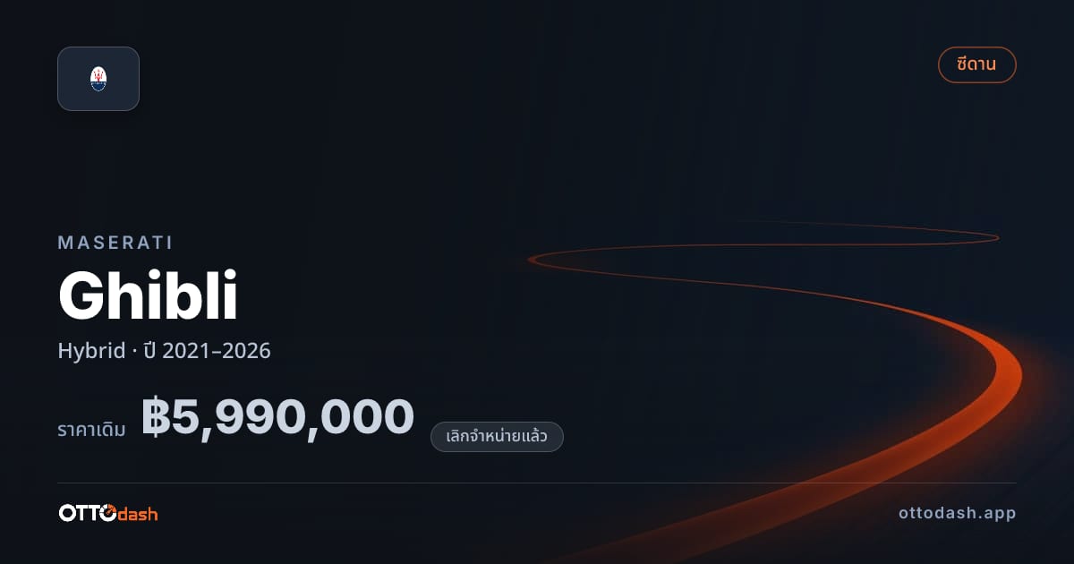ราคา มาเซราติ กิบลี ไฮบริด ปี 2021–2026 (ยกเลิกแล้ว) สเปค ไทย