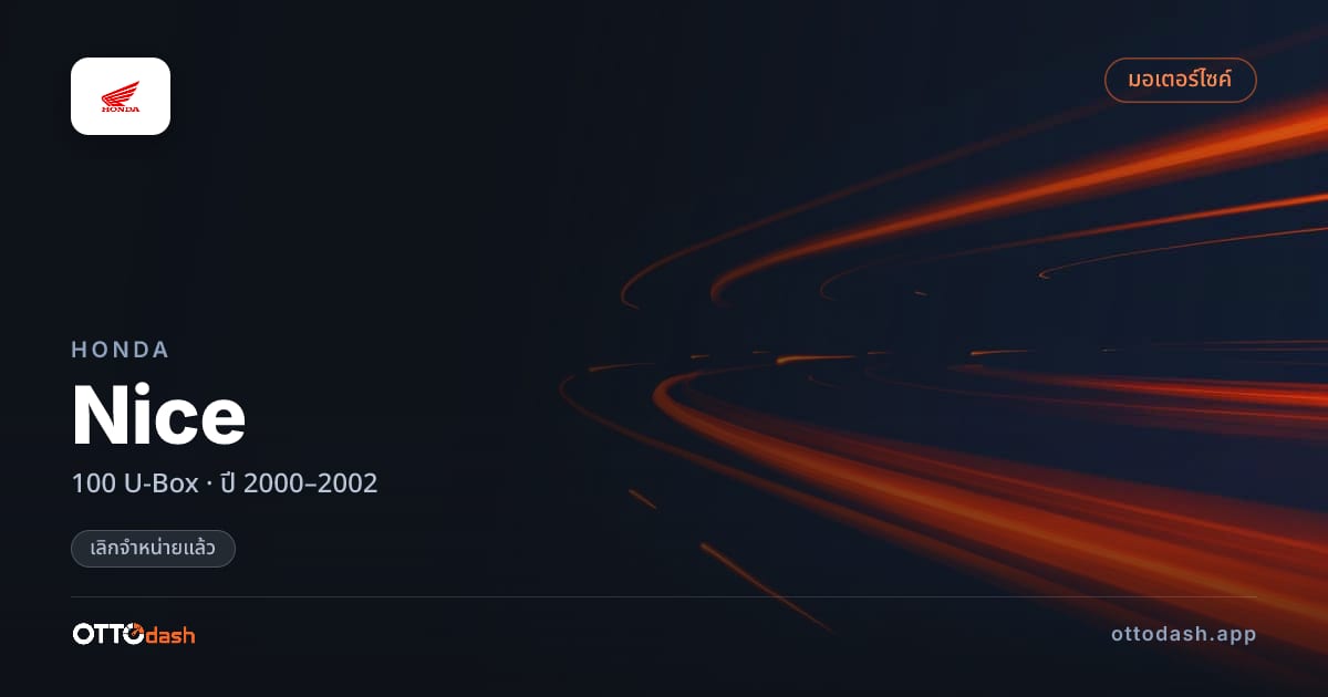 ราคา ฮอนด้า Nice 100 U-Box ปี 2000–2002 (ยกเลิกแล้ว) สเปค ไทย