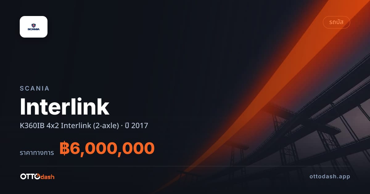 ราคา สแกนเนีย Interlink K360IB 4x2 Interlink (2-axle) ปี 2017–ปัจจุบัน สเปค ไทย
