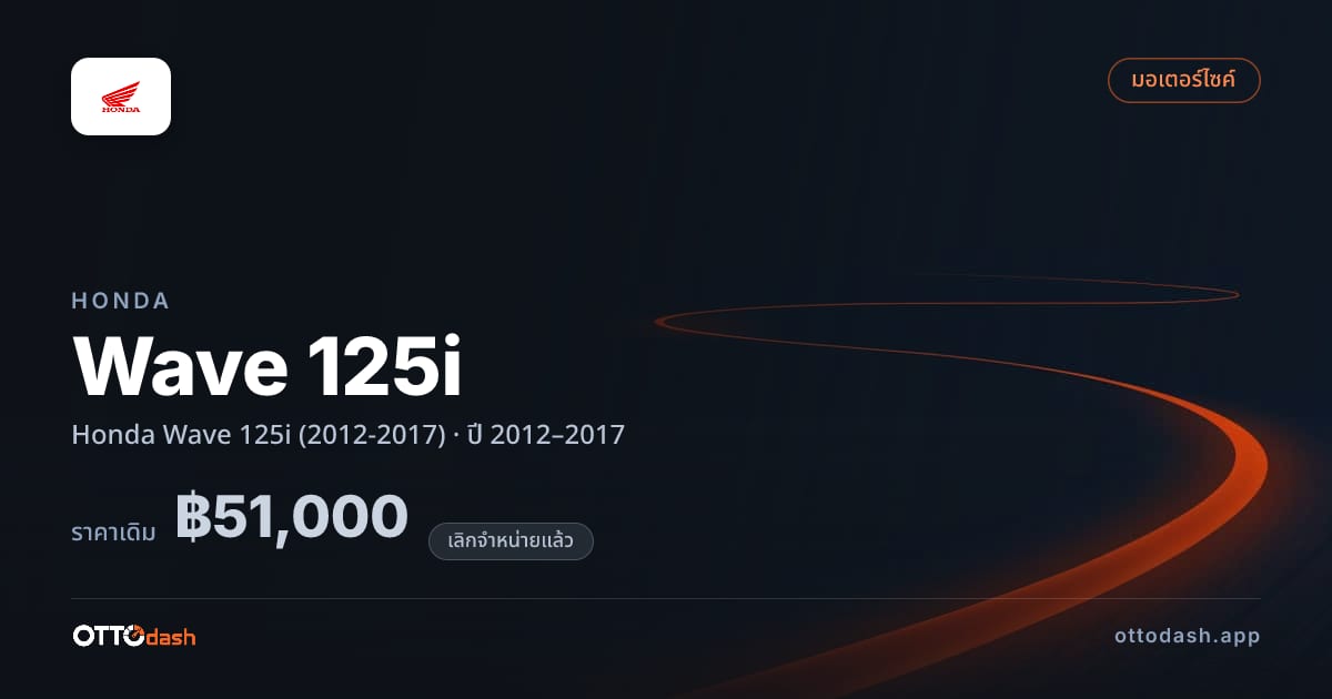ราคา ฮอนด้า เวฟ 125 Honda Wave 125i (2012-2017) ปี 2012–2017 (ยกเลิกแล้ว) สเปค ไทย