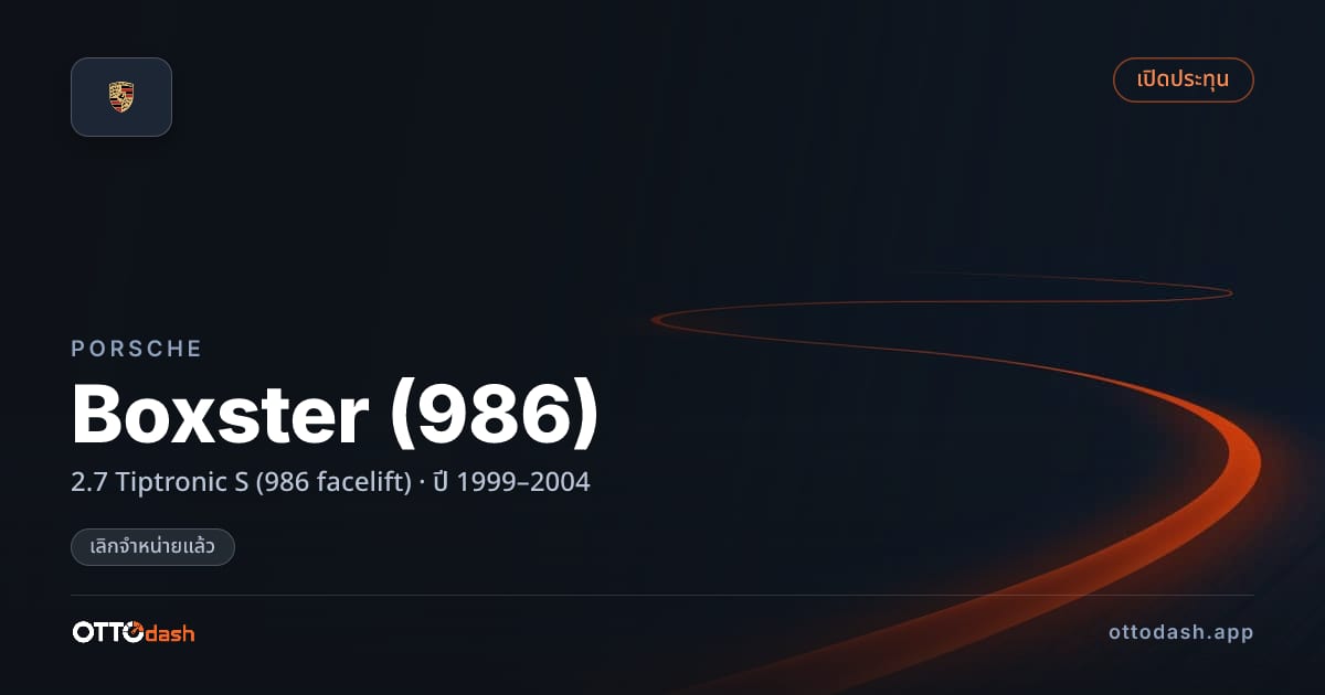 ราคา พอร์ช Boxster (986) 2.7 Tiptronic S (986 facelift) ปี 1999–2004 (ยกเลิกแล้ว) สเปค ไทย