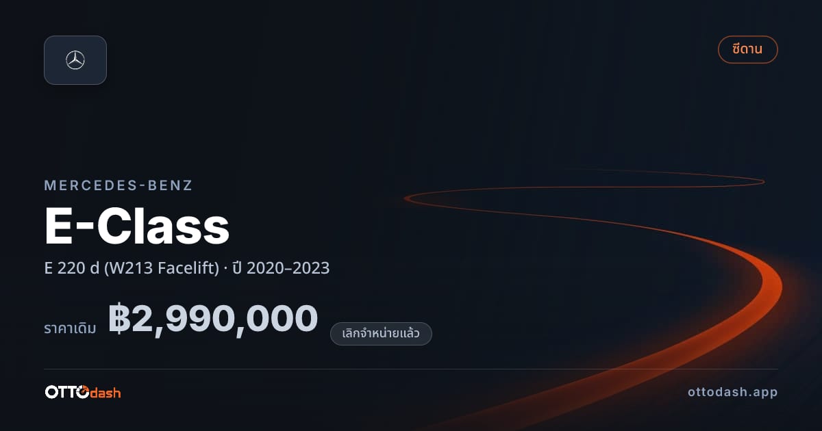 ราคา เบนซ์ อีคลาส E 220 d (W213 Facelift) ปี 2020–2023 (ยกเลิกแล้ว) สเปค ไทย