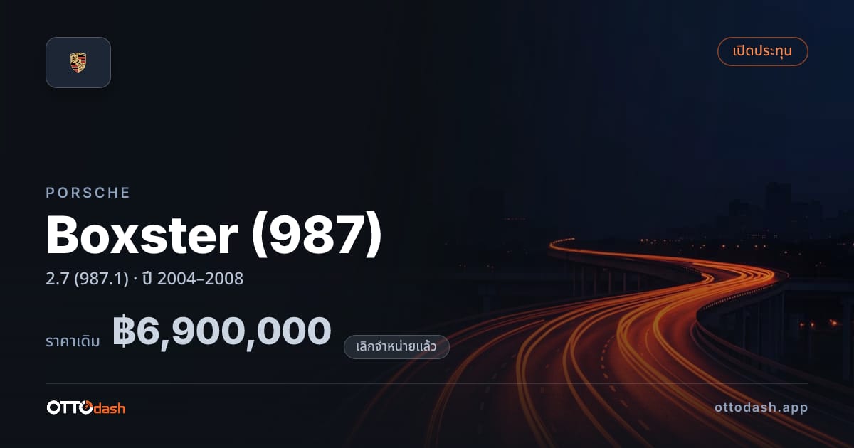 ราคา พอร์ช Boxster (987) 2.7 (987.1) ปี 2004–2008 (ยกเลิกแล้ว) สเปค ไทย